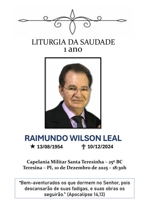 CONVITE MISSA 1 ANO WILSON LEAL